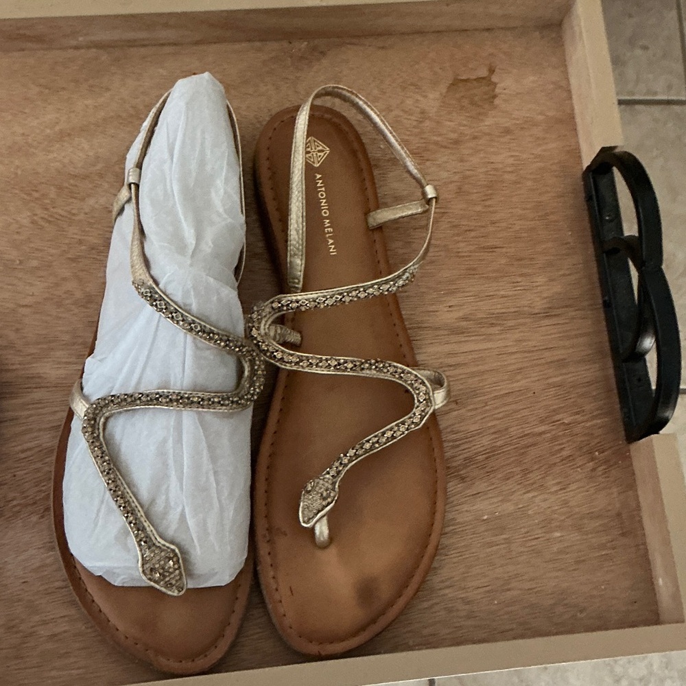 ANTONIO MELANI Metallic Gold Sandals